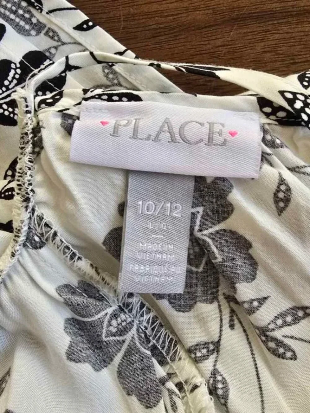 NEW Children’s Place Girls Black White Floral Print Dress